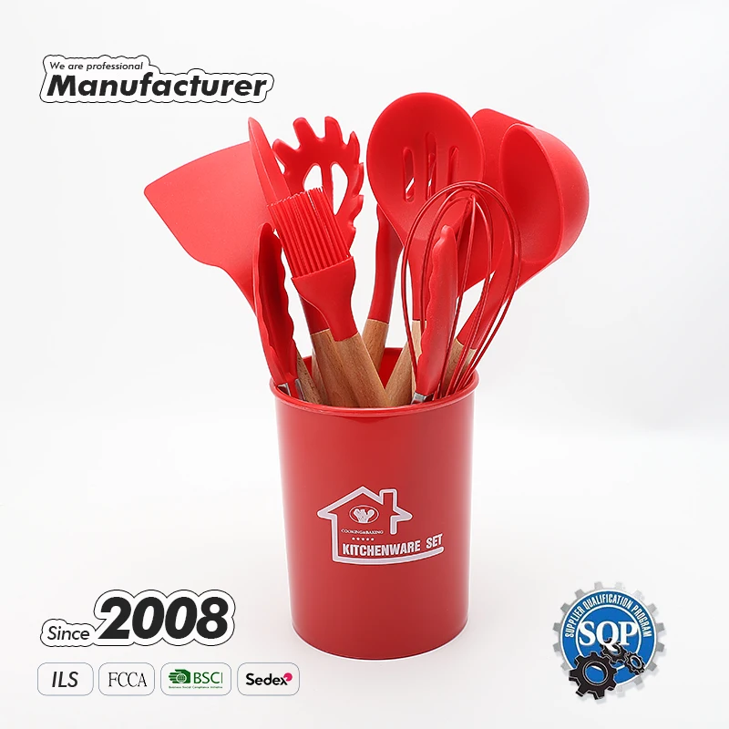 Custom Heat Resistant Silicon Cooking Spoons Nonstick Silicone Cookware Kitchen Utensil Set Silicone Rubber Kitchenware