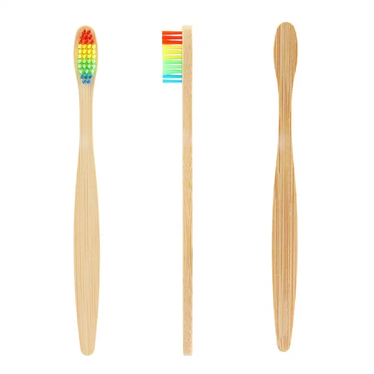 OEM Wholesale Custom Logo Private Label Eco Friendly Recyclable Biodegradable Rainbow Organic Bamboo Toothbrush With Case Box