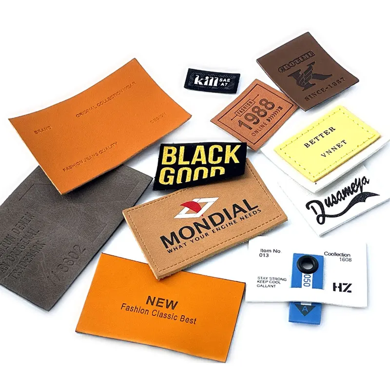 Soft Bag Handmade Faux Suede Denim Custom Sewing Tag Blue Blank Pu Leather Patch With Stamp Deboss