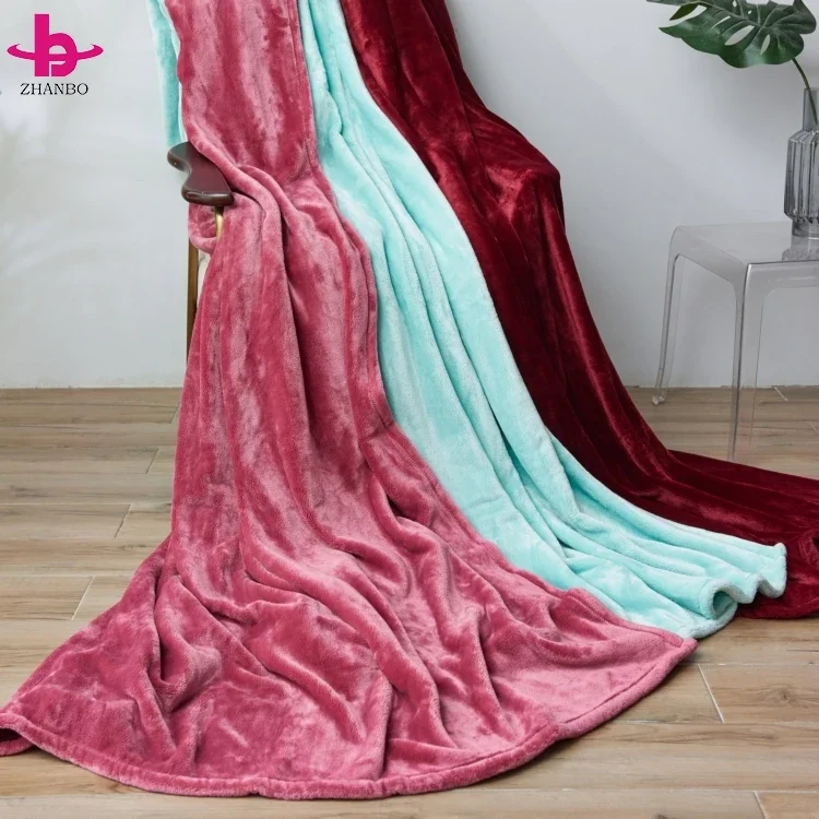 2024 Manufacture Hem edge or piping edge print flannel fleece chinese cheap queen bed blankets Eco-Friendly raschel blanket