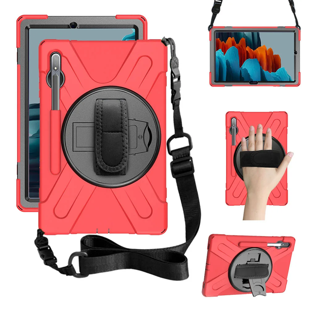 Shemax tab s8 plus tablet case,3 Layers Rugged Smart Cover  Kickstand With Hand Hold TPU+PC Hybrid Case for Samsung Tab S6 S7