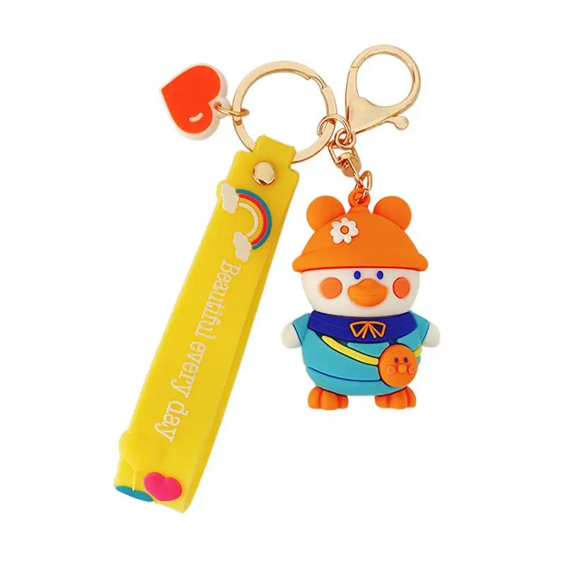 XNG Children Doll Pendatn Cute Cartoon Yellow Blue Hat Duck Keychain Bag Pendant Small Gift Bag Key chain Event souvenirs