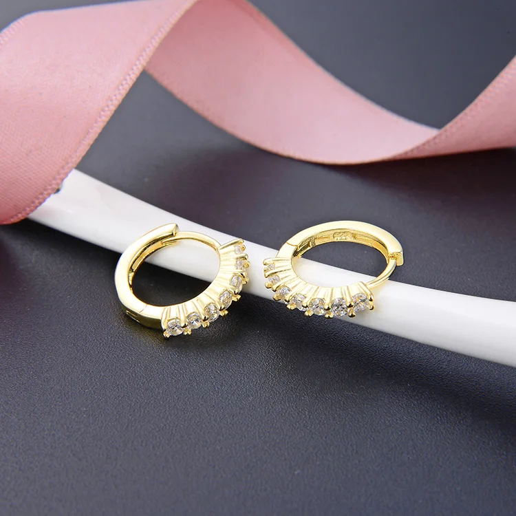  Poliva стерлингового серебра серьги-гвоздики в форме Cz простые серьги виде колец для женщин