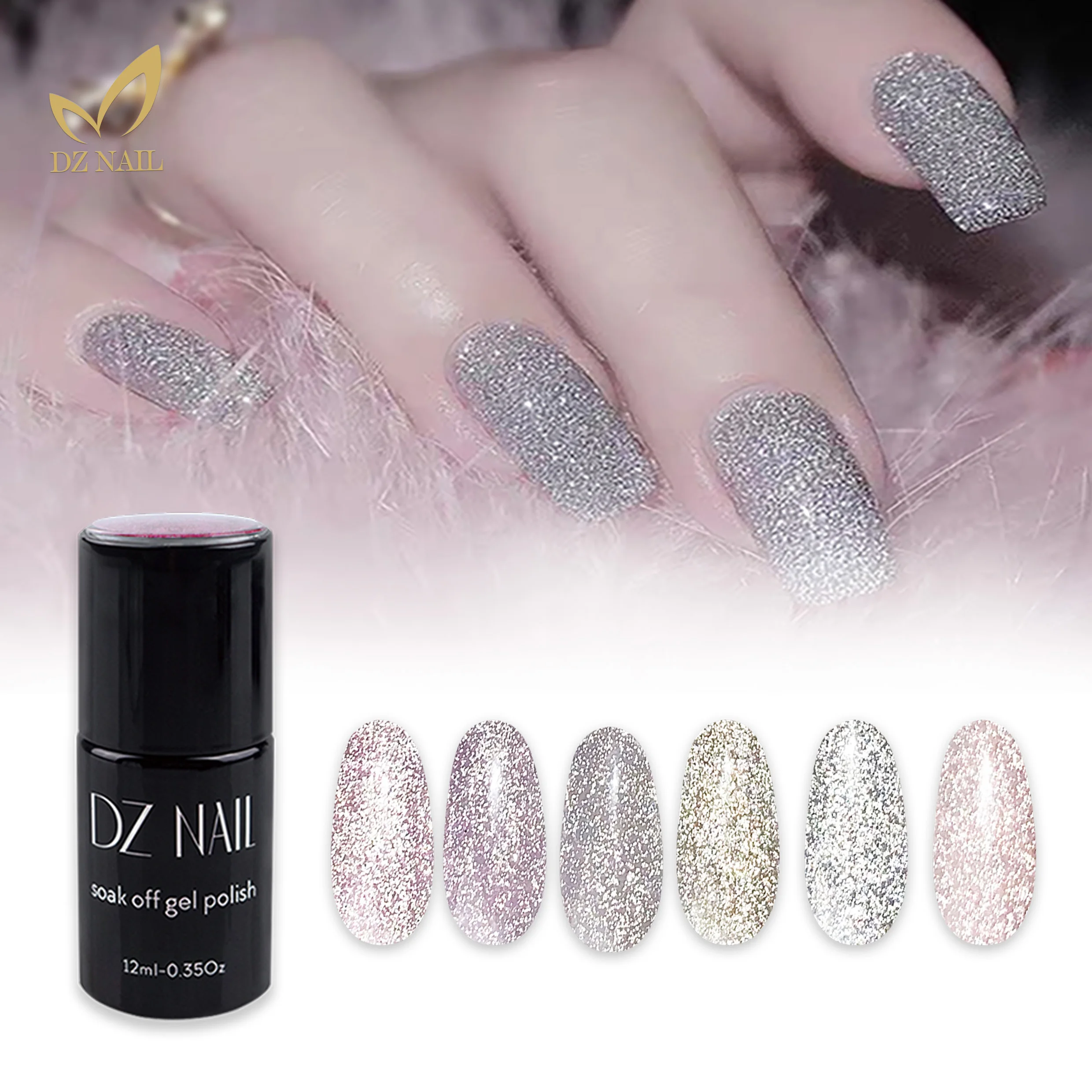 Private Label Flash Rubber Base Coat Disco Glitter Reflective Rubber Base Gel Nail Polish