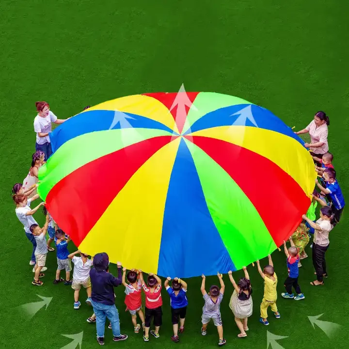 High Quality 2-Meter Cloth Parachute Kids Play Tent for Outdoor Fun Games for School and Kindergarten Group Play