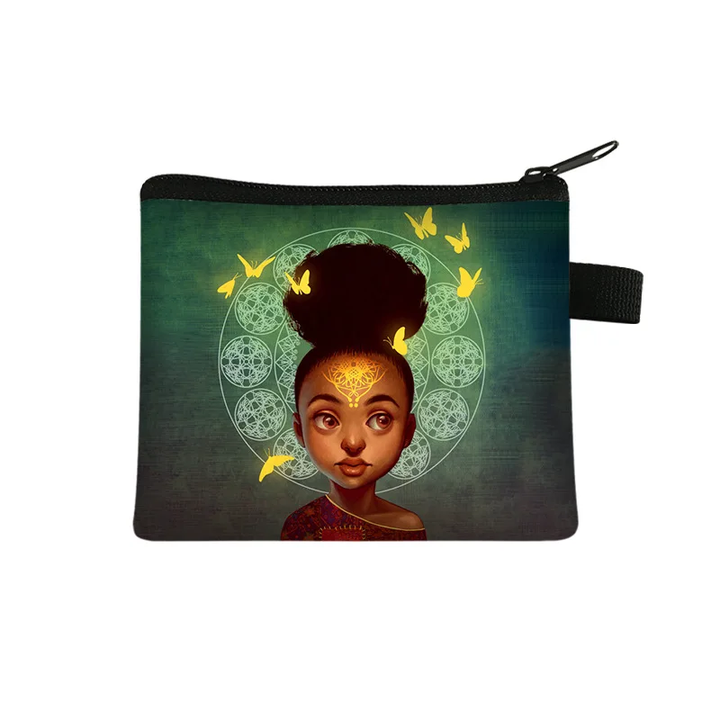African Girl Coin Purse Portable Polyester Coin Key Storage Card Bag Handbag African Wallet Factory Price New Women Opp Bag 3pcs