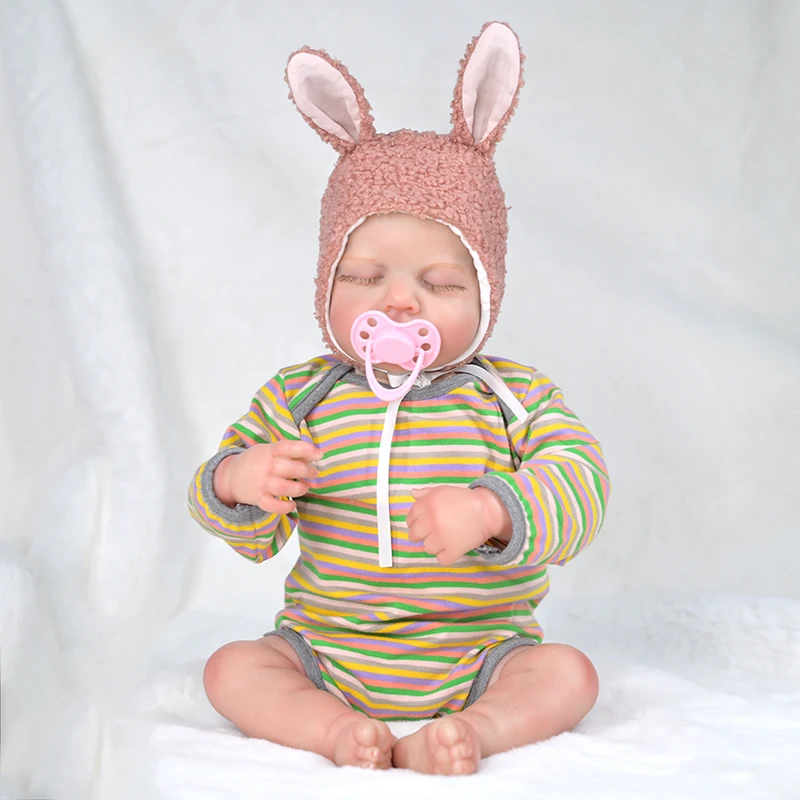 18 inch  Custom Doll Fashion Vinyl Rebirth Doll Soft Rubber Simulation Baby For Birthday Christmas Gift Reborn Dolls Painted