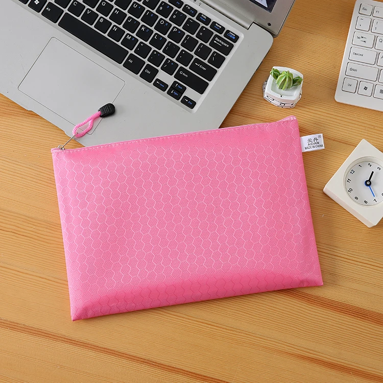 A4 B4 B5 A5 custom zipper file bags/ polyester waterproof Oxford document bag/hexagon football polyester zipper storage pouch