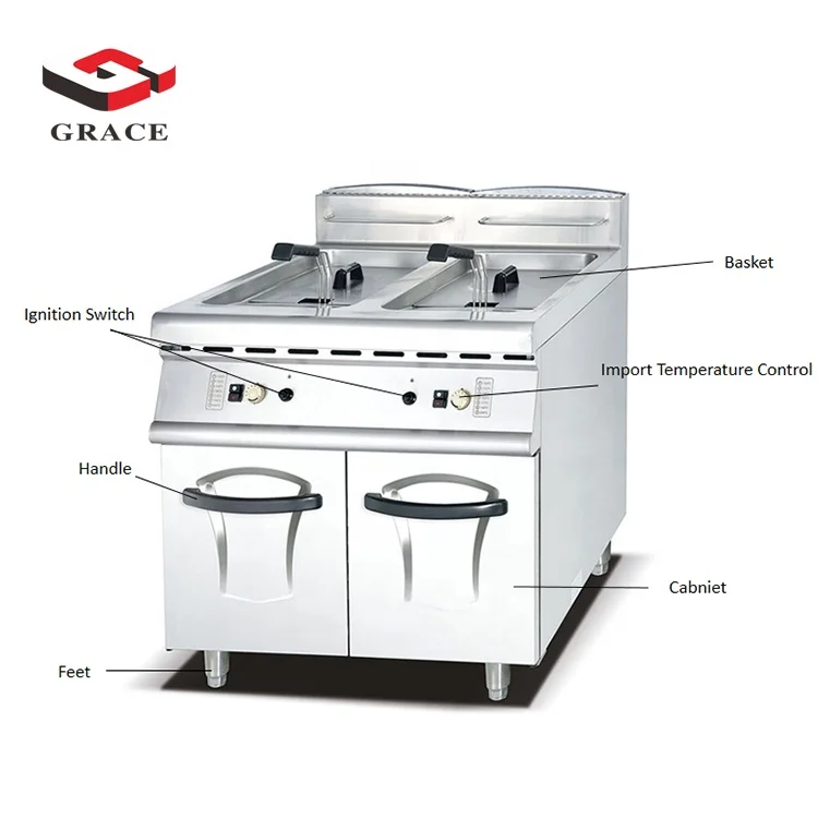 Frying Machine Gas Fryer Stainless Steel Fried Chicken Machine French Fries for KFC 20L*2 Commercial Fryer Deep Fryer
