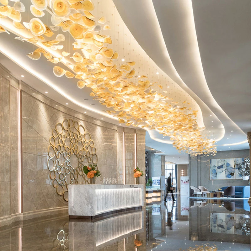 Custom Crystal Glass Chandeliers Villa Staircase Decoration Lightings Modern Design Indoor Engineering Lighting Fixtures