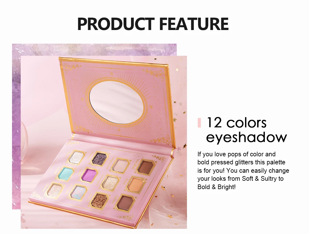 HANDAIYAN Wholesale 12 Colors Eyeshadow Palette Glitter Matte Classical High Pigment Vegan Makeup Cosmetic