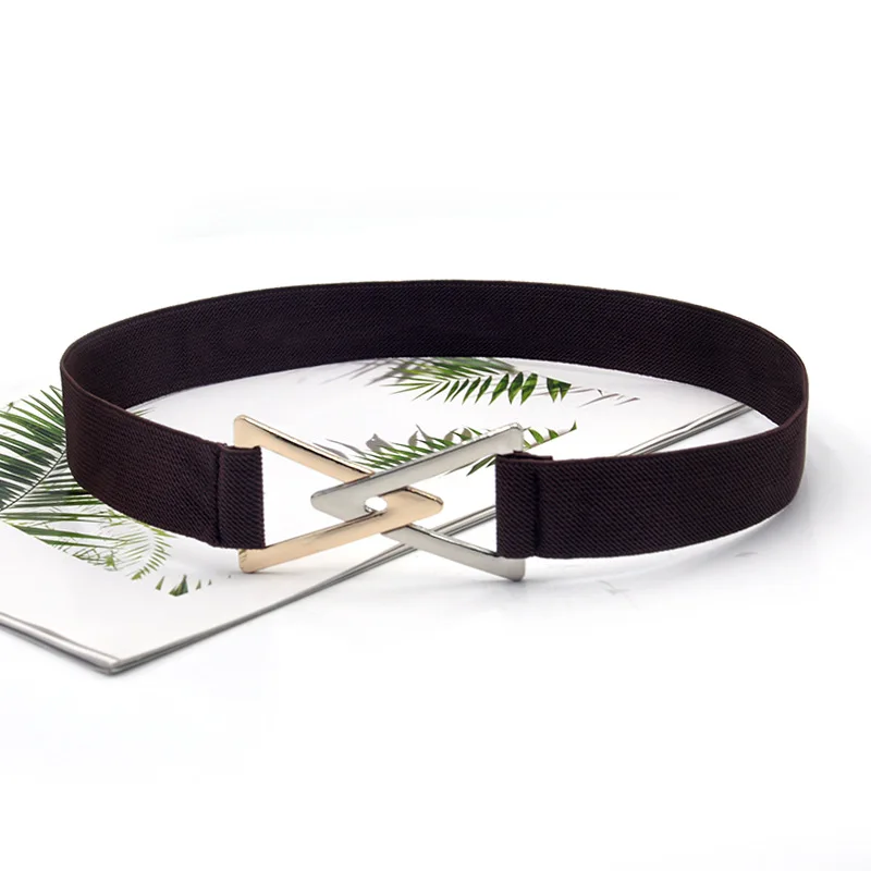 Ремень с треугольной пряжкой Женский, модный однотонный пояс на резинке для платьев и пальто