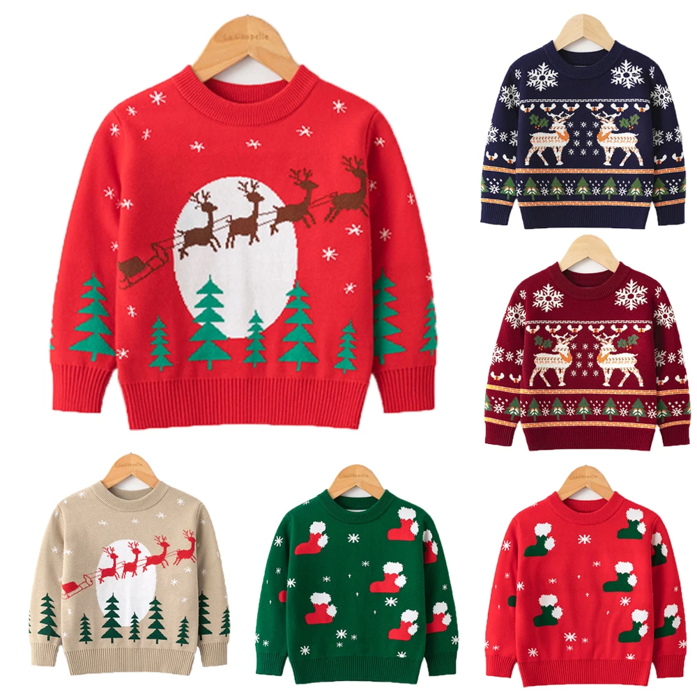 2022 Spring new Christmas Sweater fashion kids clothes baby boy knitted christmas kids sweaters