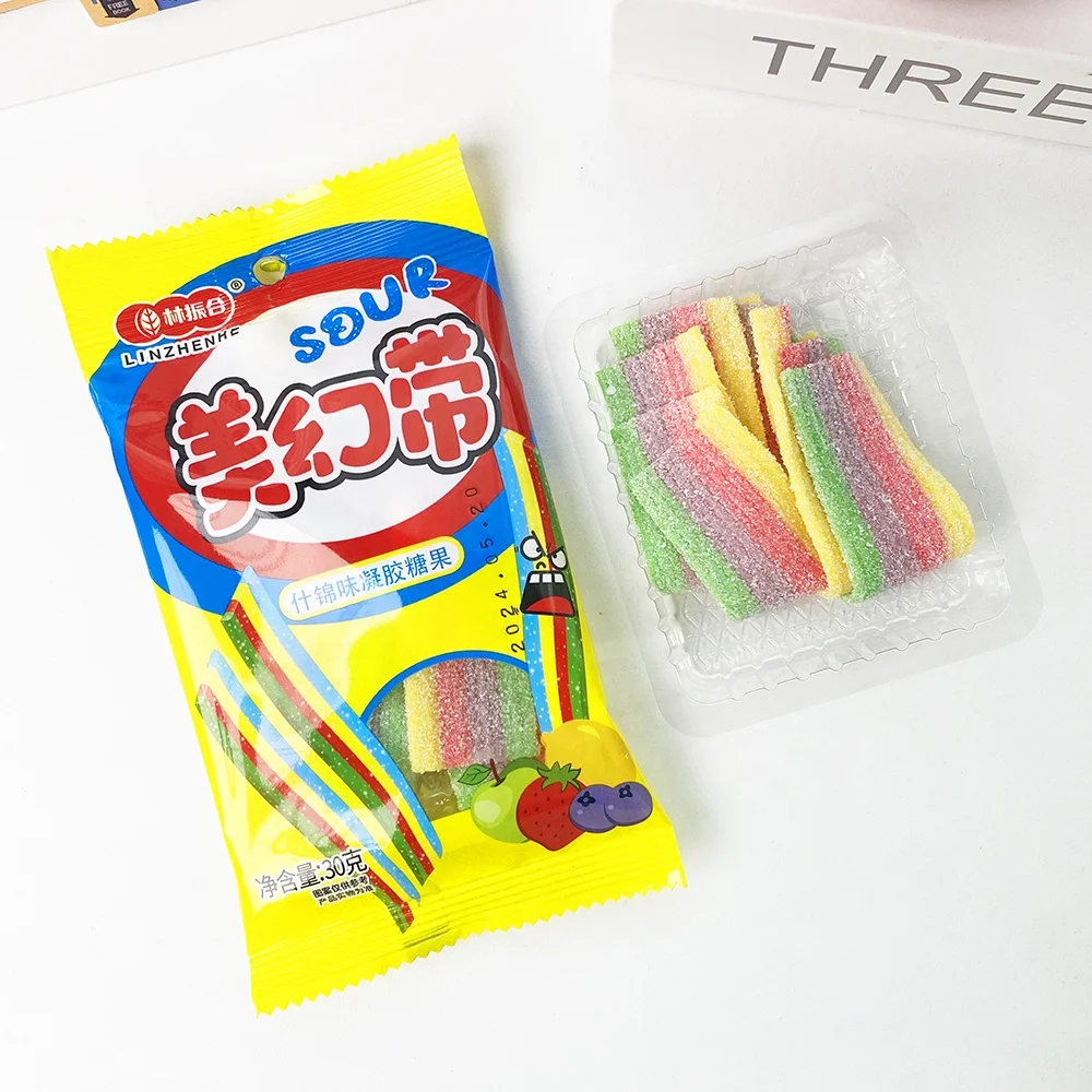 Hot sale custom packaging private label sour liquorice candy sour strip sweets candy factory