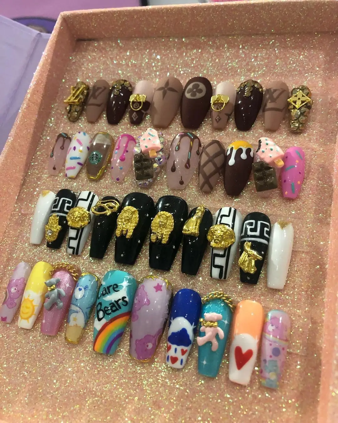 Wholesale 3D Nail Art Pre Design Bride False Nails Tips Back Glue Press On Nail Tips Artificial Fingernails with custom box