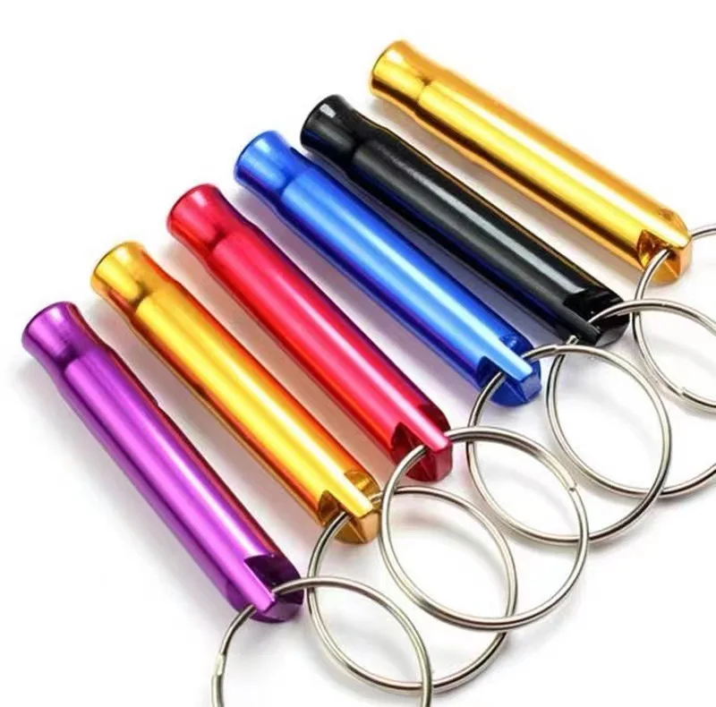 Outdoor Survival Emergency Mini Size Whistles Team Gifts Metal Multifunction Colorful Whistle Pendant Keychain Keyring