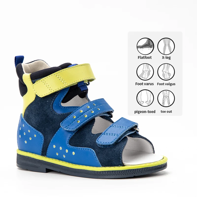 Прямая продажа с завода, ортопедическая обувь Princepard для детей, кожаные детские ортопедические сандалии, обувь с поддержкой свода стопы