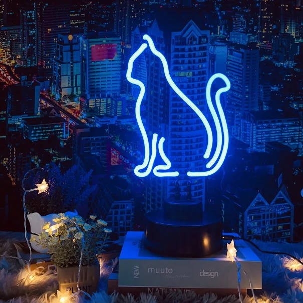 Hot sale 12V DC china glass logo black base neon light sign custom unicorn neon sculpture glass neon desk lamp