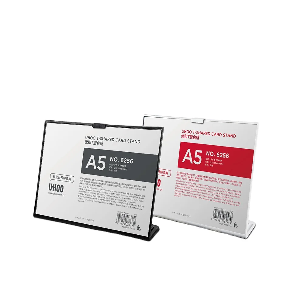 Factory High Quality A5 Size L-shape Display Sign Table Card Holder Card Stand Holder Business Card Holder Display