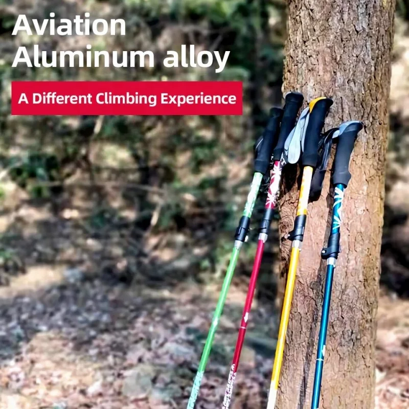 Trekking pole Aluminum alloy folding ultra light ultra short telescopic outdoor walking stick 5