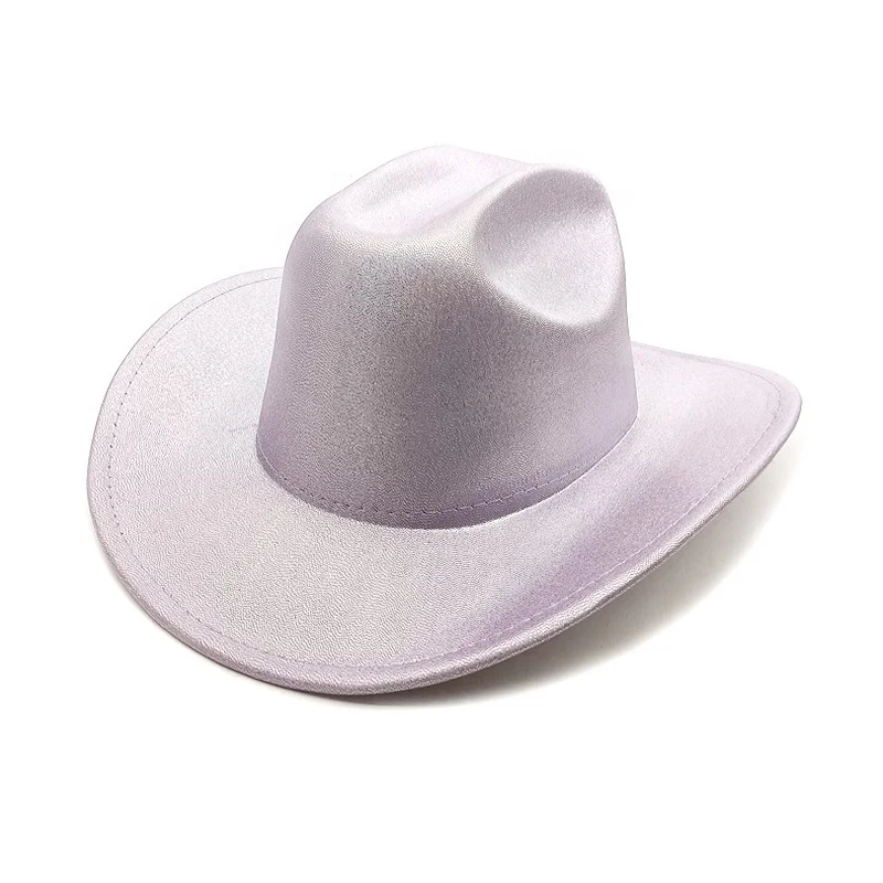 New Pink Western Style Cowgirl Hats For Women Girl Rolled Fedora Hat Party Feather Edge Pink Cowboy Hat
