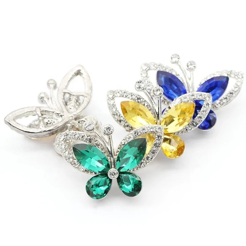 Butterfly shaped Button Crystal Rhinestones Stylish Crystal Glass Point back For Sewing Clothes Fabric
