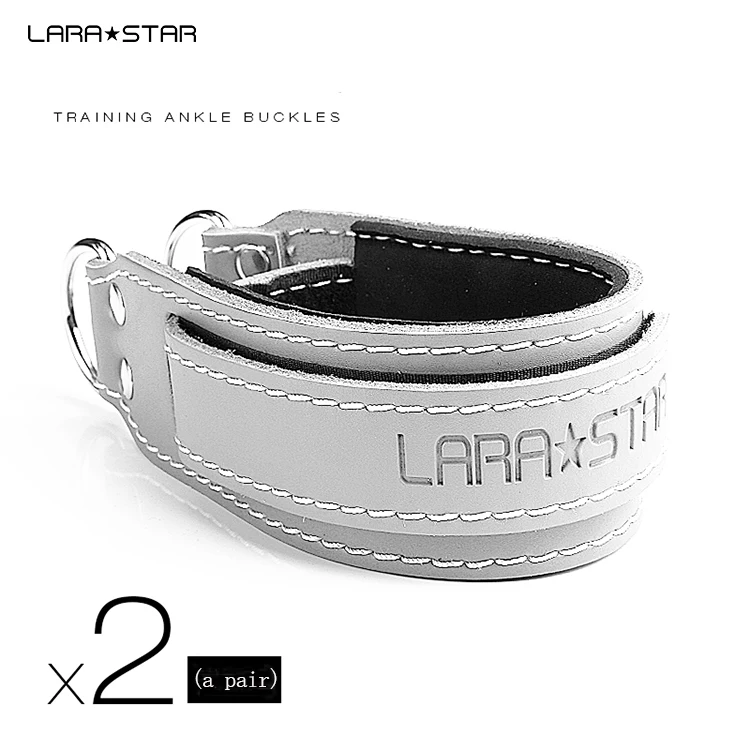 LS0125 Customized Logo OEM Cable Machine Leather Ankle Support Wraps Metal Ankle Brace Ankle Straps Resistance Bands