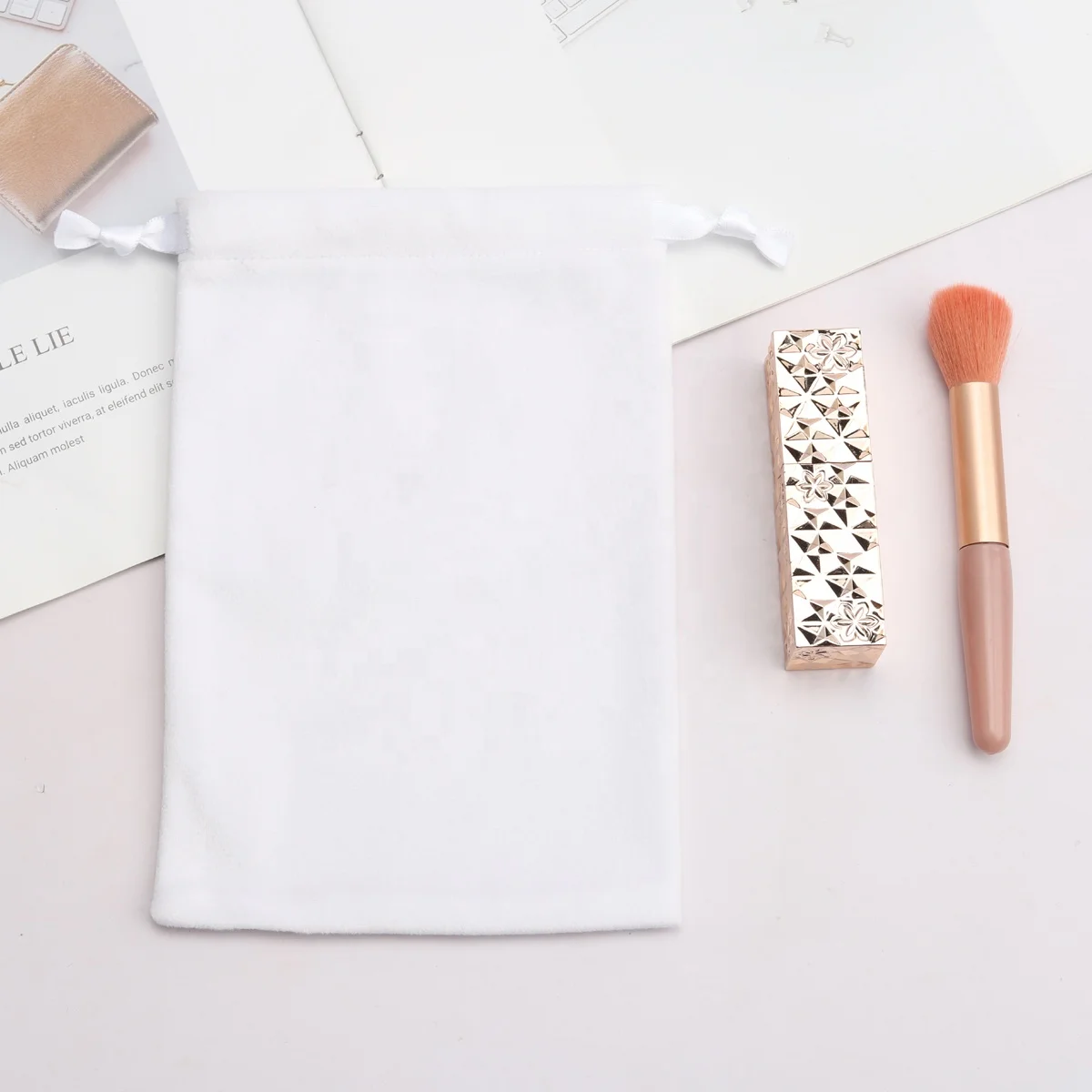 High End White Velvet Gift Drawstring Bag For Shaver Luxury Soft Jewelry Watch Packing Dust Pouch