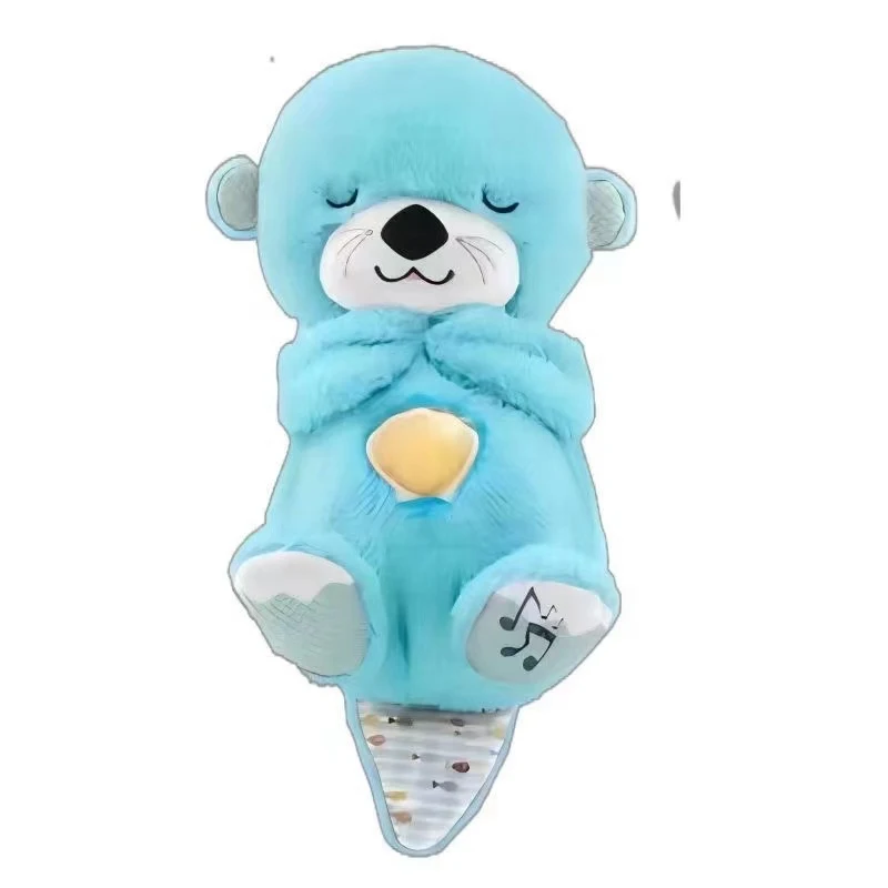 Wholesale Custom Cute Otter Plush Animal Toys Bear Breathing Toy Beaver Sleeping Music Light Plush Toy For Kids
