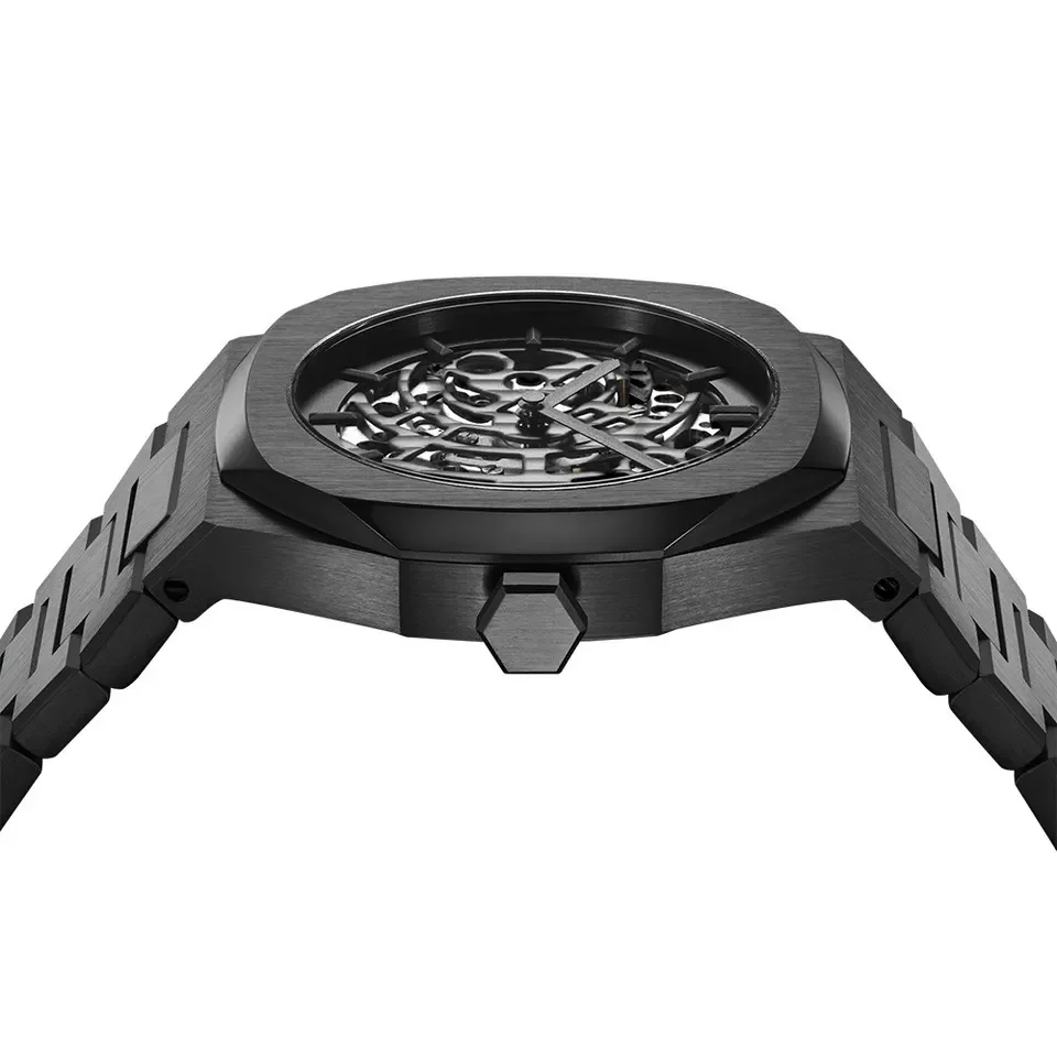 High Quality Low MOQ custom brand See through skeleton automatic wrist mechanical mens watch