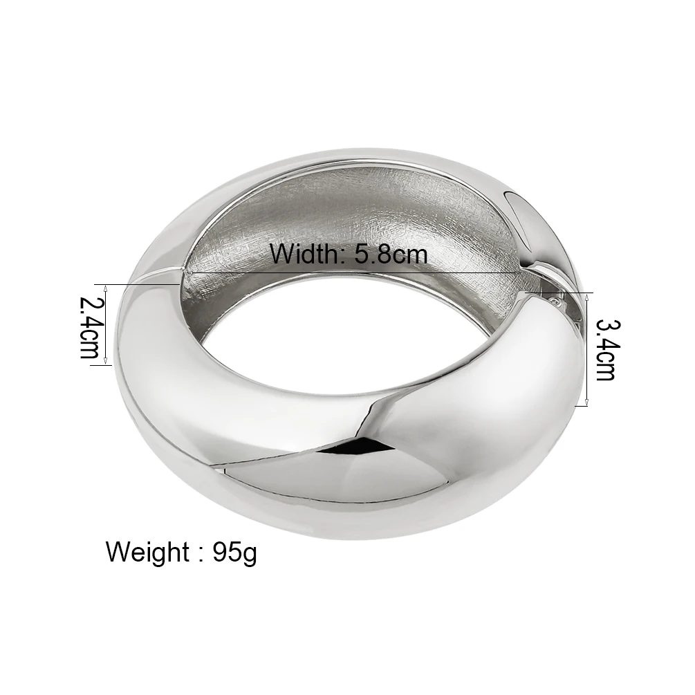 Unique Design Trendy Smooth surface metal bangle gradient size gold plated cuff bracelet personality arm jewelry for women