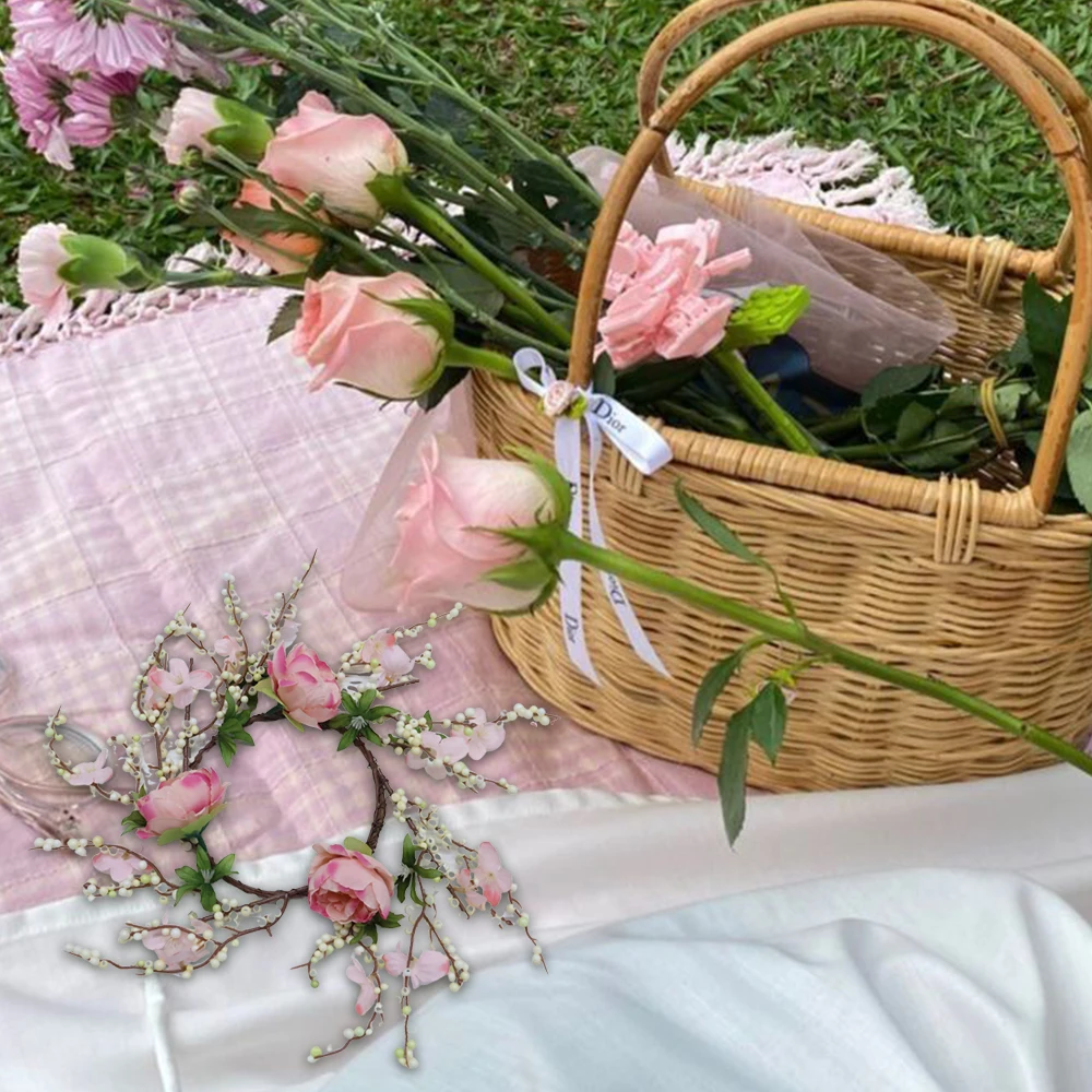 INUNION New Trends Easter Decoration Spring Garland Wreath Artificial Simulation Wedding Flower Artificial Peony Flower Wreath