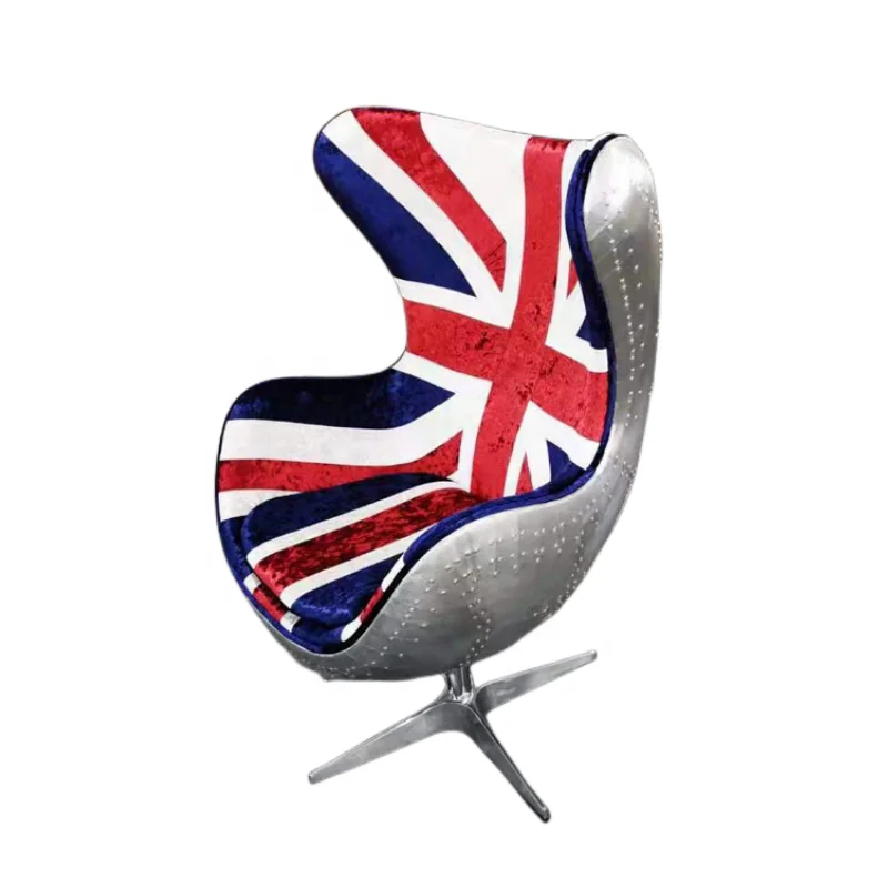 aviation furniture aviator pod egg chair Aluminium swivel England flag velvet designer executive boss chair luxury home office