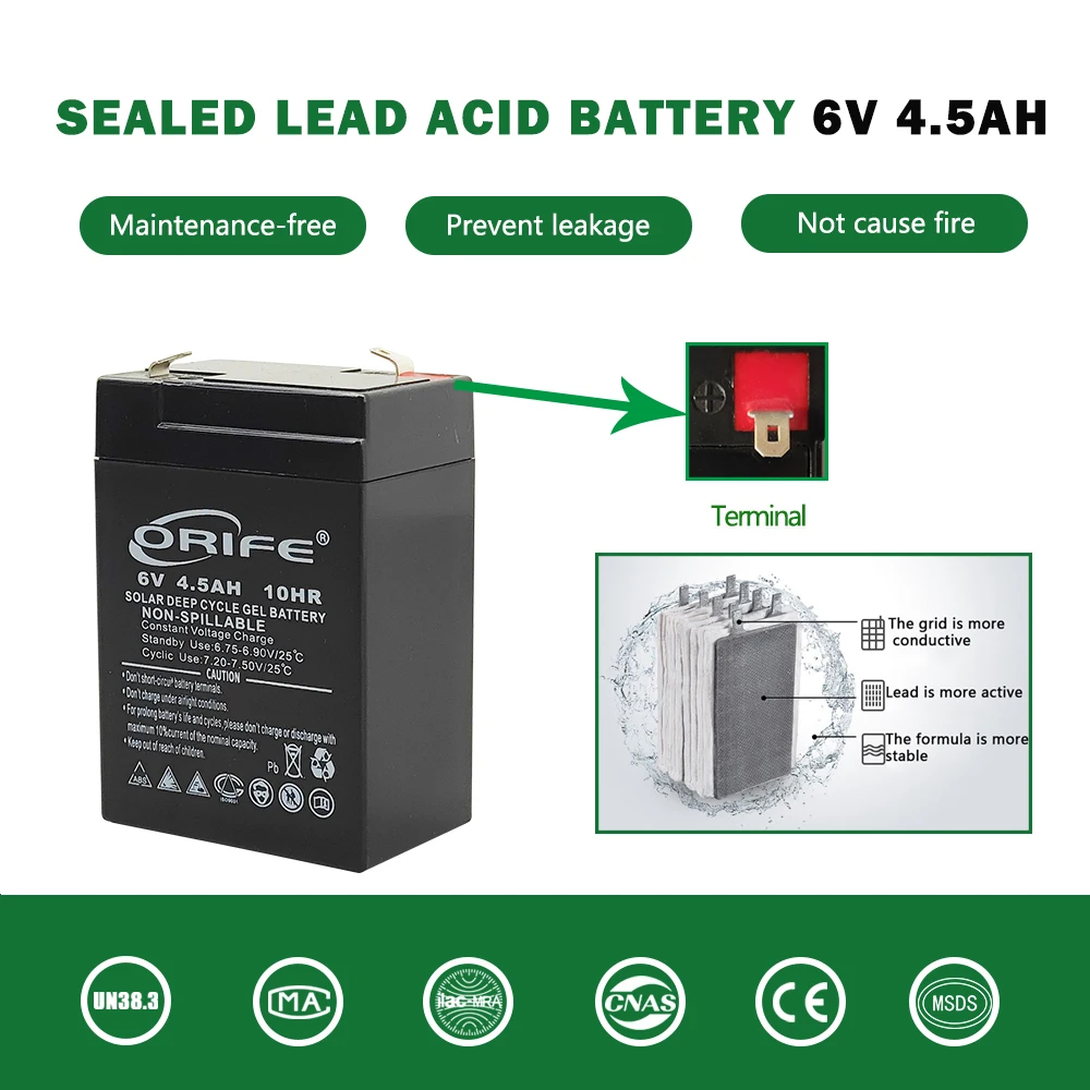 Медицинское оборудование MF vrla бытовая техника герметичная свинцово-кислотная перезаряжаемая батарея 6 В 4.5ah