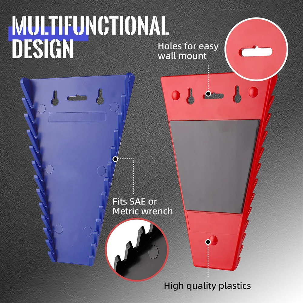 Magnetic Wrench Organizer Multi-purpose Spanner Holder Hardware Tool Holder Rack with Hole and Magnetic Hanging Plate