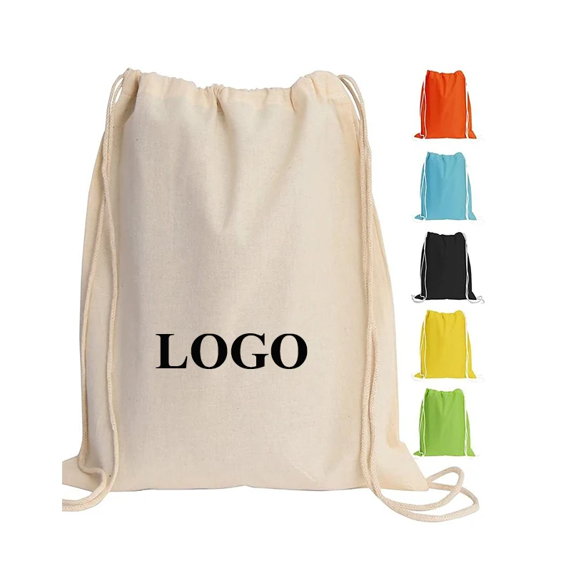 Wholesale Personalized Colorful Custom Printed Sports Canvas Cotton Drawstring Bag Backpacks Calico Drawstring Bags with logo