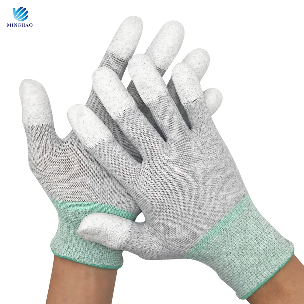 Manufacturer Anti Static Gloves Esd,Lint Free Polyester Pu Top Fitted Carbon Fiber White Esd Anti-static Working Gloves