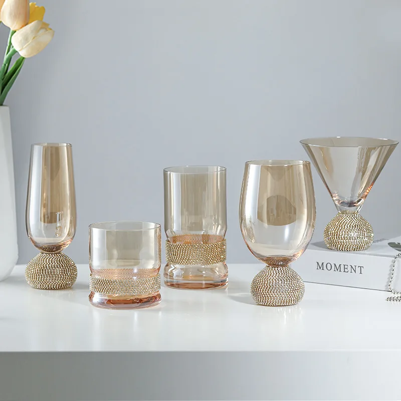 Light crystal twist diamond red wine glass whisky glass champagne glass ice cream cup dessert cup