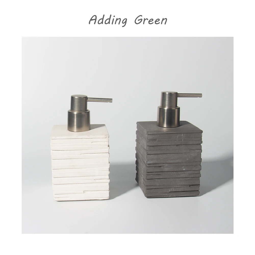 Square Shape Concrete Soap Dispenser Pure Color Cement Lotion Bottle Refillable Shampoo Container