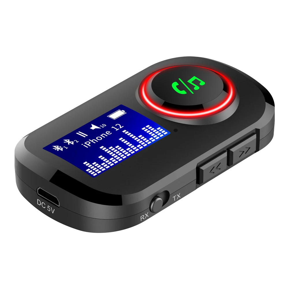 New design Wireless 2 in 1 music bluetooth receiver and transmitter Bluetooth with screen display
