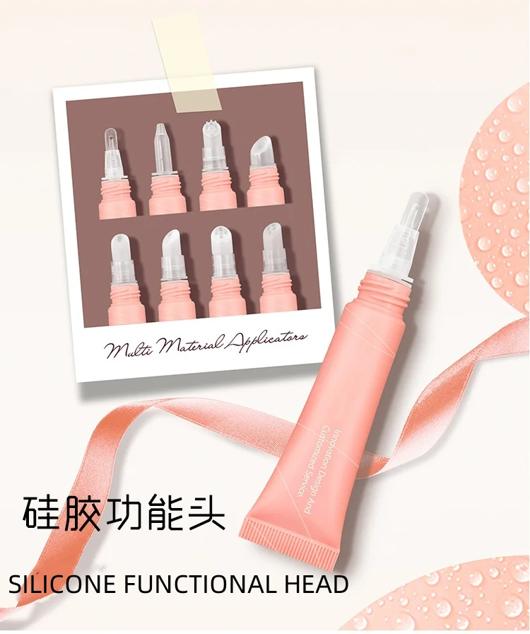 15ml customized  silicone functional head hose lip gloss tube package concealer hose