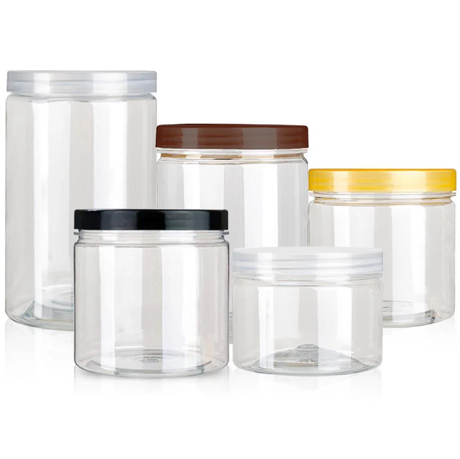 Food Grade Plastic Jars Food Container Bottle for Peanut Butter Honey Jams With Screw Top Lid