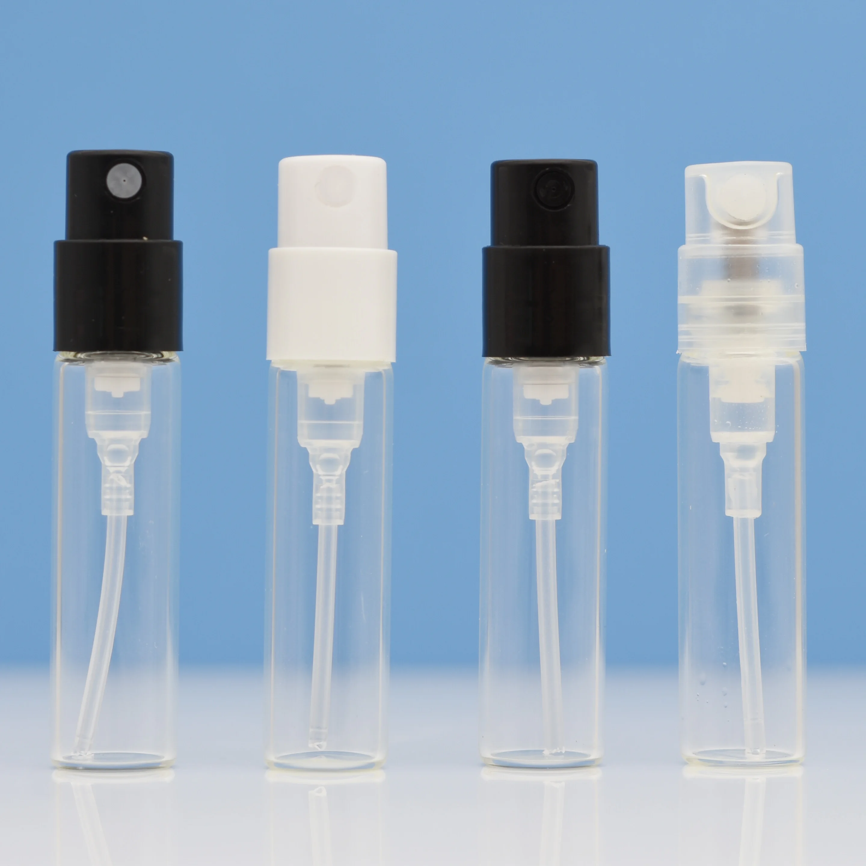 HeLun Custom Logo Print Discovery Brand 1.5ml 2ml 2.5ml Mini Tester Decant Parfum Glass Vial Perfume Bottles with Paper Card Box