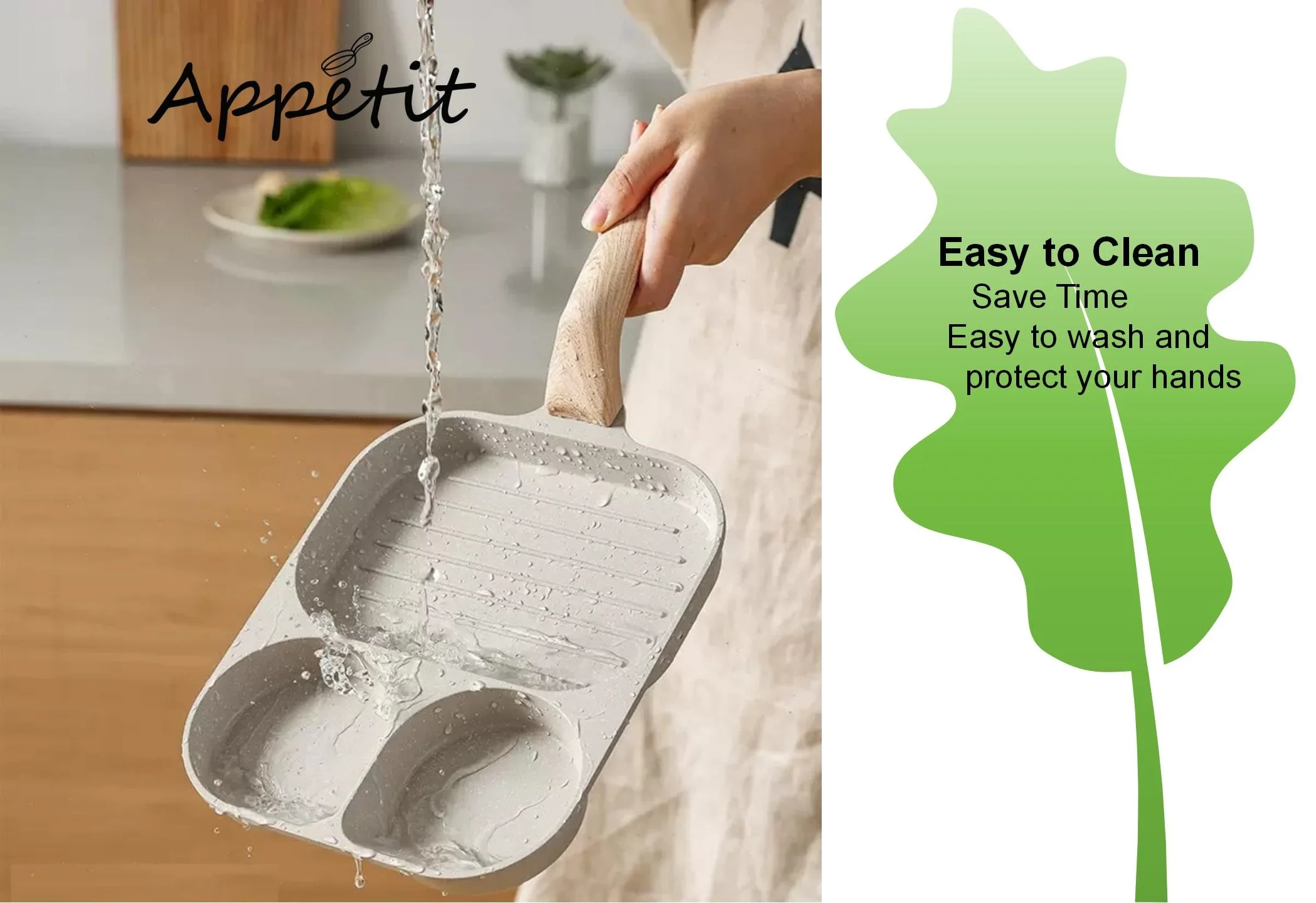Die Cast Nonstick Cookware Aluminium Breakfast Cooking Omelet Egg Fryer Pans Non-Stick 3 in 1 Egg Pan for Induction Bottom