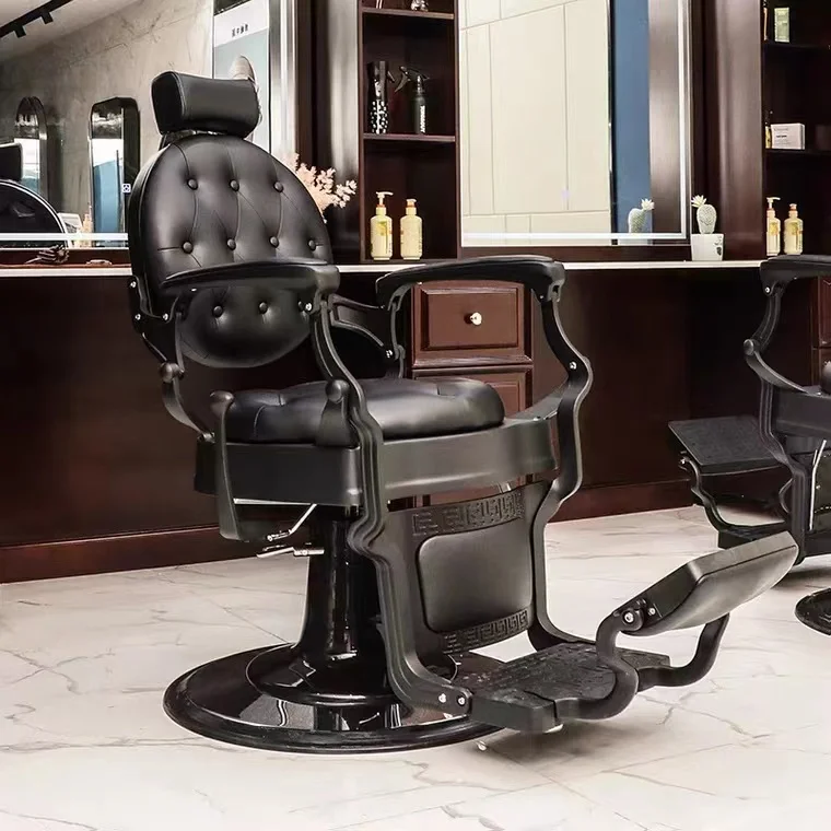 Beauty Barbershop Antique Salon Equipment Hydraulic Barber Chair Furniture Hair Saloon Chairs Metal Synthetic Leather Modern