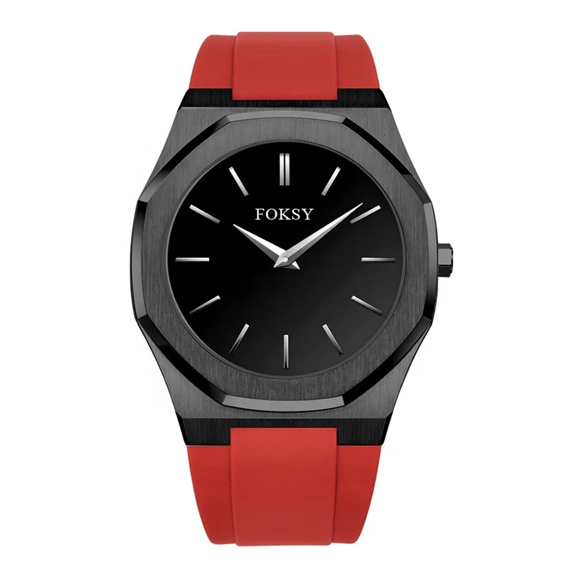 OEM High Quality Stainless Steel Minimalist Silicone Strap Japanese Movement Fashion Quartz Watch For Men