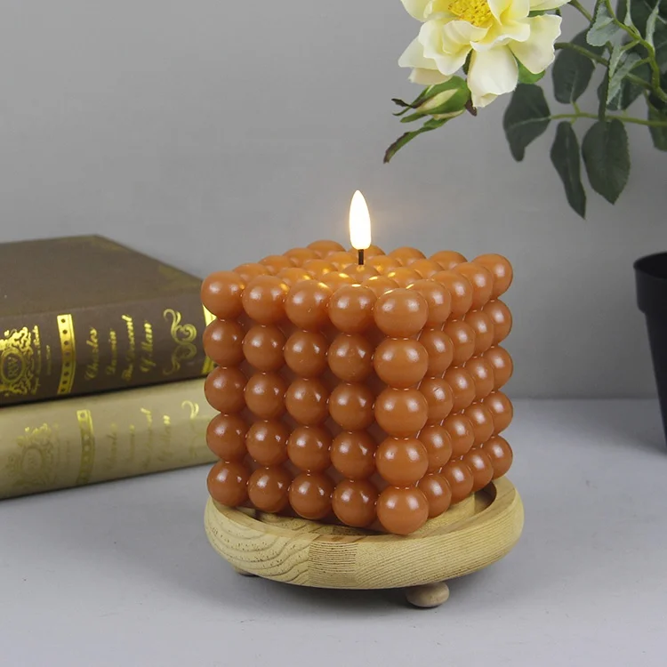 Home decorative elegant real wax flickering battery bubble flameless led candle with 3D real flame