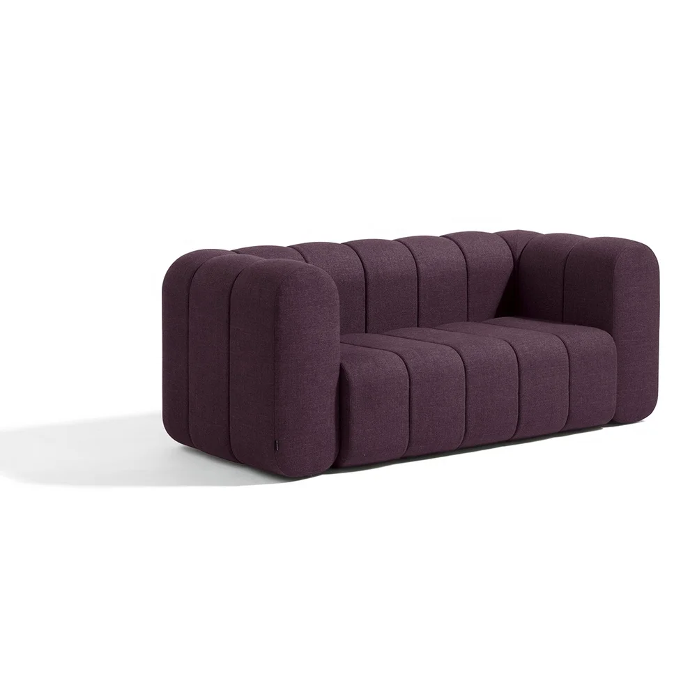 5 Years Warranty European Style  Sectional Three Dimensional Square Vertical Stripes Fabric Furniture Bed Sofa For Home Office