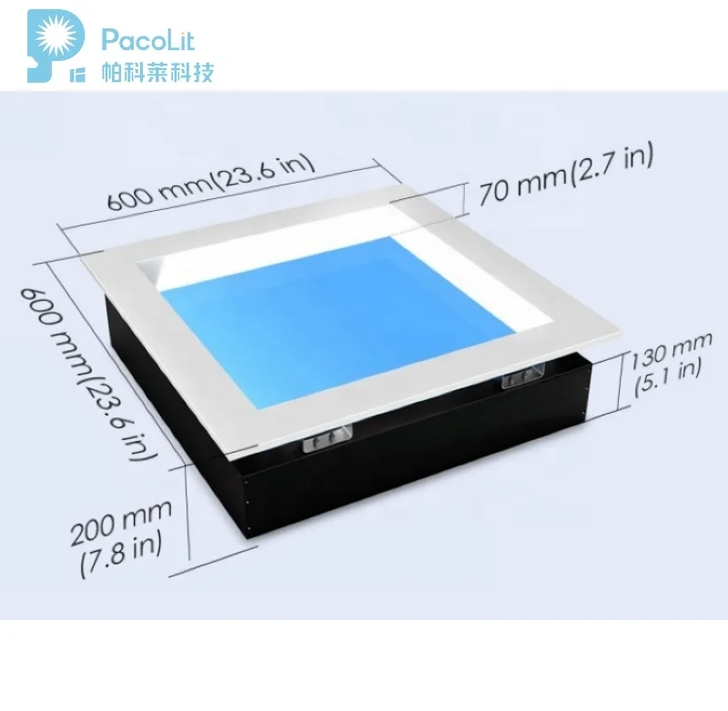 Светодиодный светильник PacoLit с голубым небом, комнатный потолочный светильник CCT 6500K, светильник с квадратной крышей и искусственным небом с регулируемой яркостью
