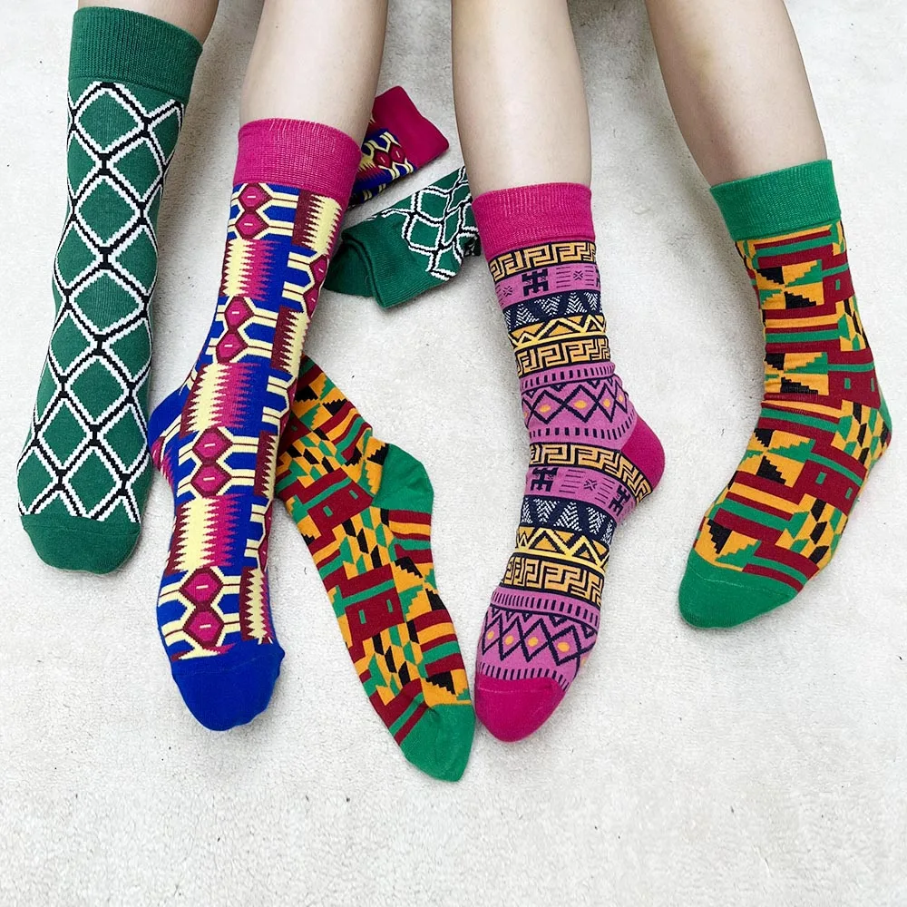Wholesale price African Printed Unisex Socks Long Fashion 100 % Cotton Ankara african socks